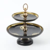 European-style light luxury ceramic gold edge double-layer fruit plate, double-layer pastry plate, wedding birthday cake, dessert stand display rack Item Picture
